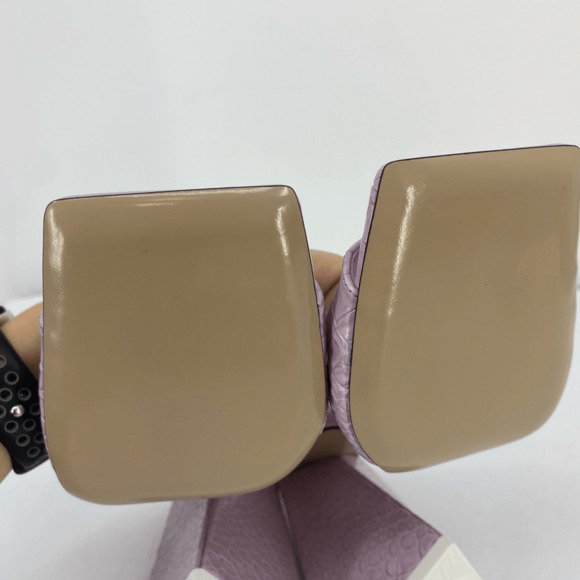 THE ATTICO Devon Slide Sandals Heel Square Toe Crock Embossed Leather Purple - Picture 8 of 10